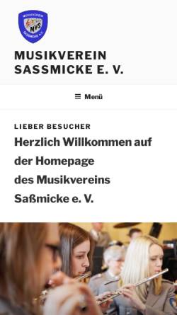 Vorschau der mobilen Webseite www.mv-sassmicke.de, Musikverein Saßmicke