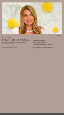 Vorschau der mobilen Webseite www.mariana-redl.at, Redl, Dr. med Mariana, Fachärztin für Anästhesie und Intensivmedizin