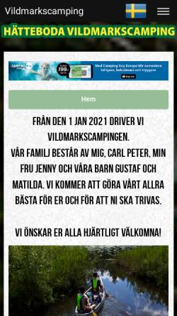 Vorschau der mobilen Webseite www.vildmarkscamping.se, Hätteboda Vildmarkscamping, Urshult