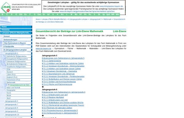 Fachlehrplan für Mathematik (in der Fassung von 2003) an bayerischen Gymnasien