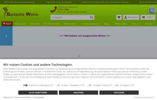 Vorschau von www.badische-weine.de, Duffner GmbH