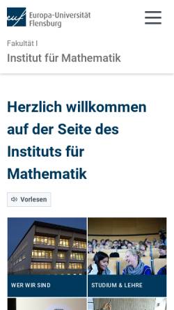 Vorschau der mobilen Webseite www.uni-flensburg.de, Institut für Mathematik und ihre Didaktik, Universität Flensburg
