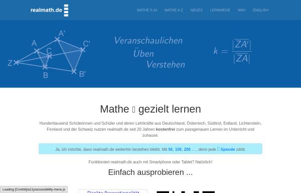 Vorschau von www.realmath.de, Mathematik interaktiv für Realschulen