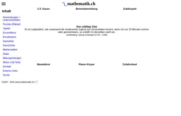 Vorschau von www.mathematik.ch, Mathematik.ch