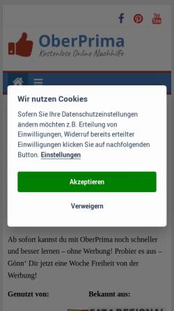Vorschau der mobilen Webseite oberprima.com, OberPrima