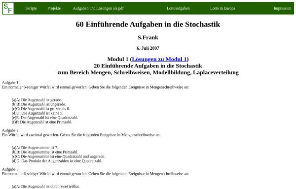 Vorschau von www.namzu.de, Stochastik Aufgaben