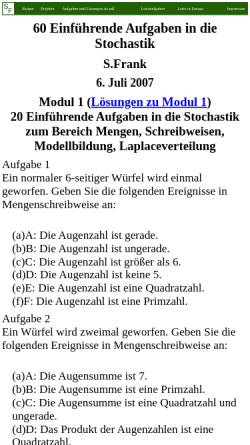 Vorschau der mobilen Webseite www.namzu.de, Stochastik Aufgaben