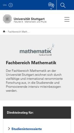 Vorschau der mobilen Webseite www.mathematik.uni-stuttgart.de, Universität Stuttgart: Schülerzirkel Mathematik