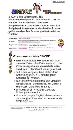 Vorschau der mobilen Webseite sikore.schiffner-tischer.de, Sikore - Sicheres Kopfrechnen
