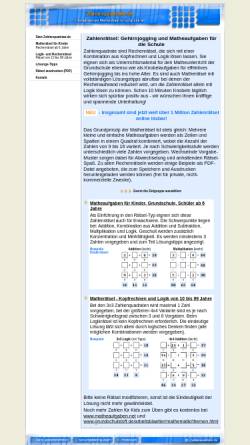 Vorschau der mobilen Webseite www.zahlenquadrate.de, Zahlenquadrate