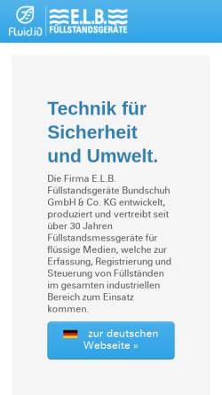 Vorschau der mobilen Webseite www.elb-bensheim.de, E.L.B. Füllstandsgeräte Bundschuh GmbH+Co.