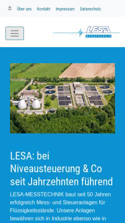 Vorschau der mobilen Webseite www.lesa.de, LESA Messtechnik GmbH