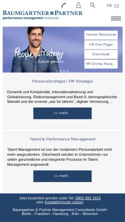 Vorschau der mobilen Webseite www.baumgartner.de, Baumgartner & Partner GmbH