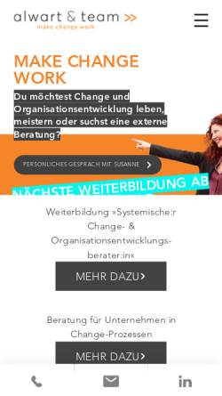 Vorschau der mobilen Webseite www.trainer-berater.de, Susanne Alwart & Heinze+Alwart GbR
