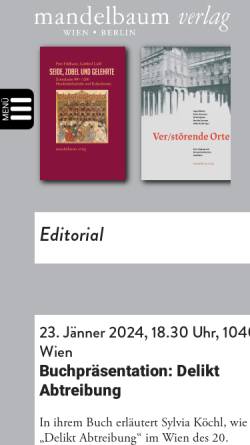Vorschau der mobilen Webseite www.mandelbaum.de, Mandelbaum-Verlag, Wien