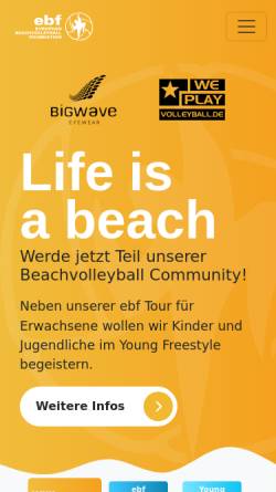 Vorschau der mobilen Webseite www.ebf.li, European Beachvolleyball Foundation