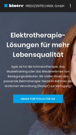 Vorschau der mobilen Webseite www.biotec-med.de, biotec Medizintechnik GmbH
