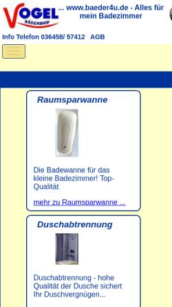 Vorschau der mobilen Webseite www.baeder4u.de, Bädershop Vogel