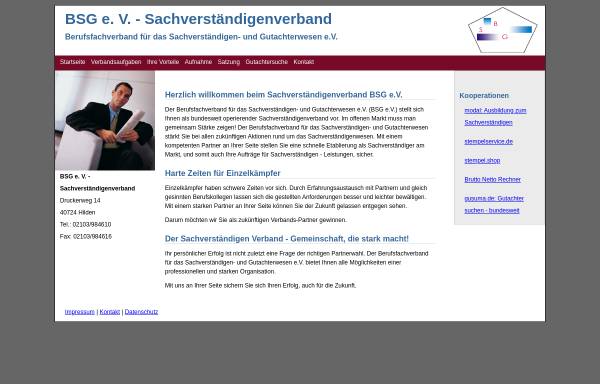 Vorschau von www.bsg-ev.de, Bundesfachverband für das Sachverständigen- und Gutachterwesen e.V.