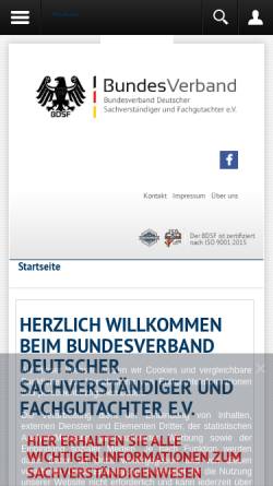 Vorschau der mobilen Webseite www.bdsf.de, Bundesverband Deutscher Sachverständiger und Fachgutachter e.V.
