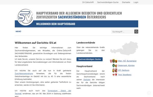 Vorschau von www.gerichts-sv.at, Hauptverband der allgemein beeideten und gerichtlich zertifizierten Sachverständigen Österreichs