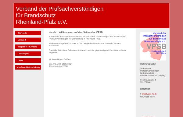 Vorschau von www.vsbb-rlp.org, Verband der bauaufsichtlich anerkannten Sachverständigen für baulichen Brandschutz Rheinland-Pfalz e.V.