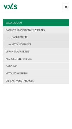 Vorschau der mobilen Webseite vvs-ev.de, Verband der Vereidigten Sachverständigen e.V.