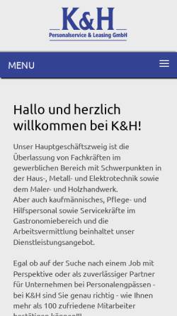 Vorschau der mobilen Webseite www.khgmbh.com, K & H Personalmanagement GmbH