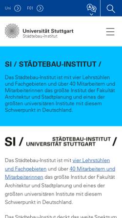 Vorschau der mobilen Webseite www.uni-stuttgart.de, Städtebau-Institut der Universität Stuttgart