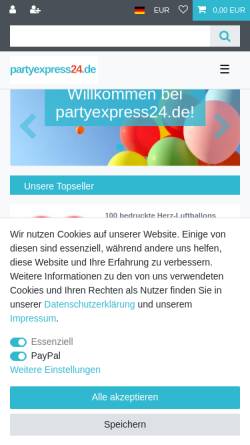 Vorschau der mobilen Webseite www.partyexpress24.de, Funtasy Factory- Inh. Eduard Pahl