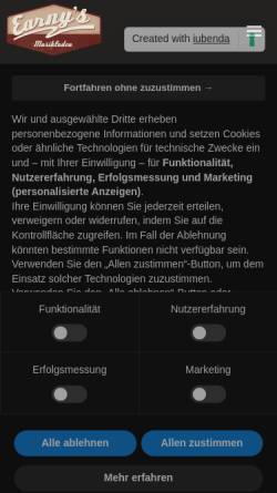 Vorschau der mobilen Webseite earny.de, Earnys Music Market