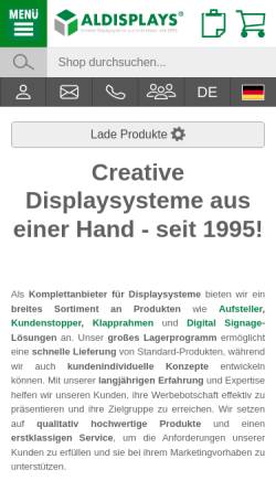 Vorschau der mobilen Webseite www.aldisplays.de, Aldisplays Faltdisplay GmbH