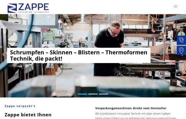 Vorschau von www.zappe-gmbh.de, Zappe Verpackungsmaschinen GmbH
