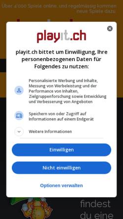 Vorschau der mobilen Webseite playit.ch, PlayIt.ch