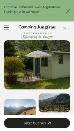 Vorschau der mobilen Webseite www.camping-jungfrau.ch, Camping Jungfrau