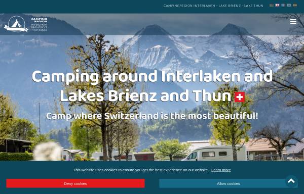 Vorschau von www.campinginterlaken.ch, Campingverzeichnis der Region Interlaken