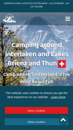 Vorschau der mobilen Webseite www.campinginterlaken.ch, Campingverzeichnis der Region Interlaken