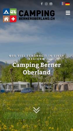 Vorschau der mobilen Webseite www.campingberneroberland.ch, Campingverzeichnis des Berner Oberlandes