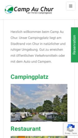 Vorschau der mobilen Webseite www.camping-chur.ch, Platz CampAu in Chur