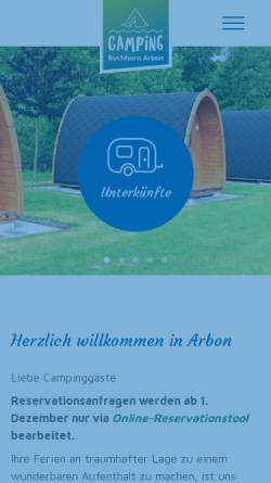 Vorschau der mobilen Webseite www.camping-arbon.ch, Platz in Arbon/TG am Bodensee