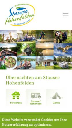 Vorschau der mobilen Webseite www.erlebnisregion-hohenfelden.de, Ferienpark Stausee Hohenfelden