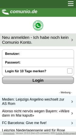 Vorschau der mobilen Webseite www.comunio.de, Comunio