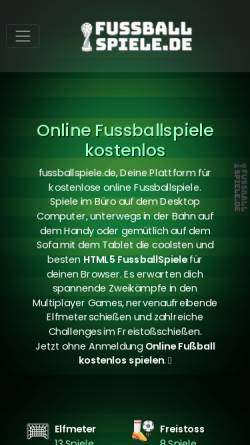 Vorschau der mobilen Webseite www.onlinefootball.de, Online Football
