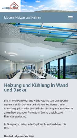 Vorschau der mobilen Webseite www.climadomo.de, ClimaDomo Heiz- und Kühlsysteme GmbH