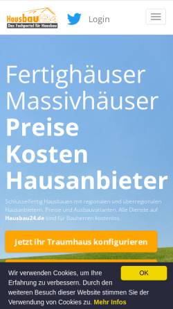 Vorschau der mobilen Webseite www.hausbau24.de, Hausbau24