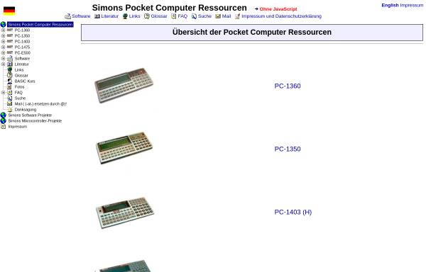 Vorschau von www.lehmayr.de, Simons Pocket Computer Ressourcen