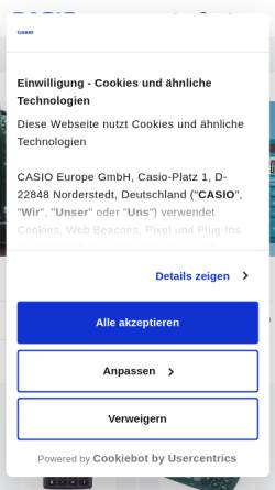 Vorschau der mobilen Webseite www.casio-europe.com, Technisch Wissenschaftliche Rechner - CASIO EUROPE