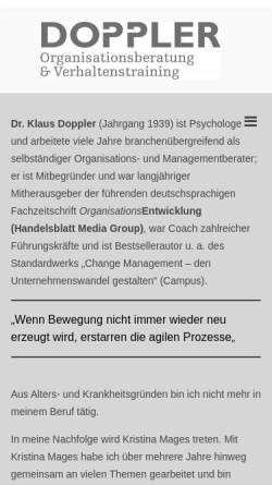 Vorschau der mobilen Webseite www.doppler.de, Klaus Doppler - Organisationsberatung und Verhaltenstraining