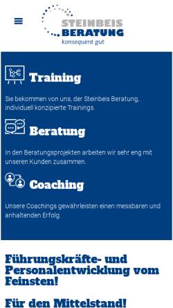 Vorschau der mobilen Webseite www.steinbeis-beratung.de, Steinbeis Beratung GmbH - Beratung, Prozessbegleitung und Training