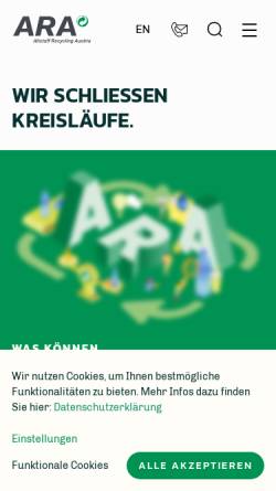 Vorschau der mobilen Webseite www.ara.at, Altstoff Recycling Austria